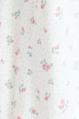 Pyjama volanté en coton - Blanc/fleuri