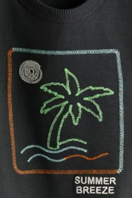T-shirt avec motifs - Gris foncé/Summer Breeze