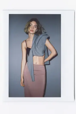Jupe midi à effet drapé - Rose ancien foncé