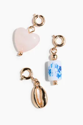 Lot de 3 charms - Doré/cœur