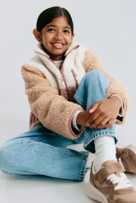 Veste en tissu Teddy bear - Rose ancien/color block