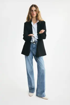 Blazer à manches froncées - Noir