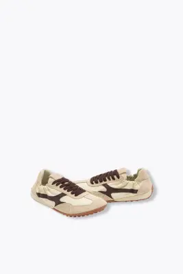 Baskets en cuir et toile Femme