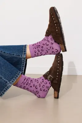 Chausettes pailletées léopard