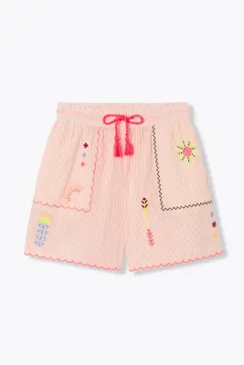 Short rayé brodé Femme