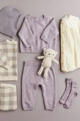 Pull jacquard en coton - Grège/carreaux