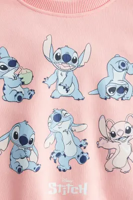 Sweat imprimé - Rose/Lilo et Stitch