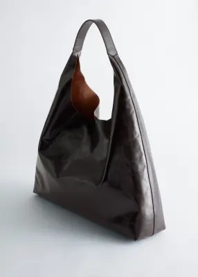 Grand sac cabas en cuir - Marron foncé