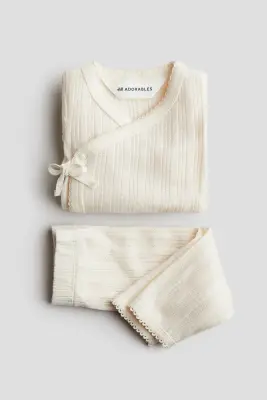 Ensemble 2 pièces en pointelle - Blanc