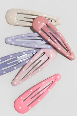 Lot de 6 barrettes - Rose/pois