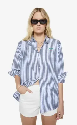Nouveau ! MOTHER Chemise The Bestie White And Blue Stripe