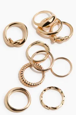 Lot de 10 bagues - Doré