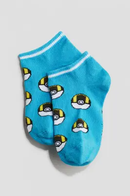 Lot de 5 paires de chaussettes à motif intarsia - Bleu/Pokémon