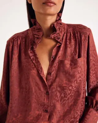 Chemise Léonor jacquard noisette