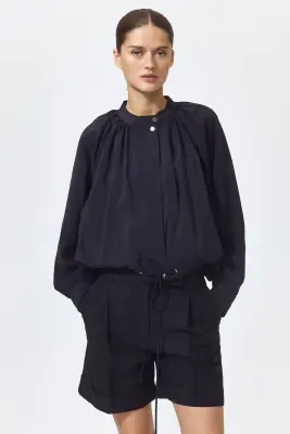 Short chic en lin mélangé - Noir