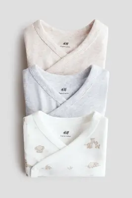 Lot de 3 bodies croisés - Blanc/animaux