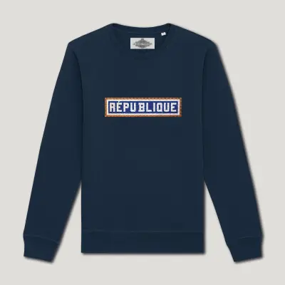 SWEAT SHIRT COTON BIO BRODÉ - RÉPUBLIQUE - NAVY