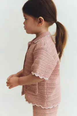 Ensemble 2 pièces façon crochet - Rose ancien clair