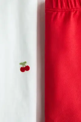 Ensemble 2 pièces en coton - Blanc/cerises