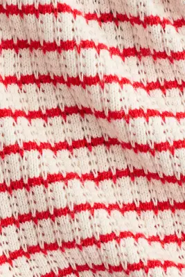 Short en maille texturée - Rouge/rayures blanches