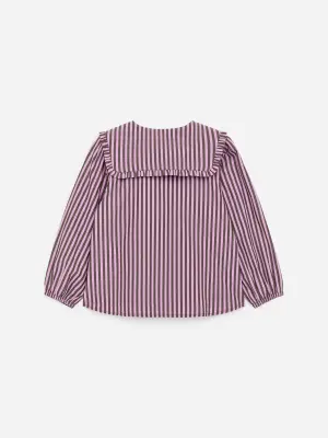 Blouse à col volanté - Lilas/Vert kaki
