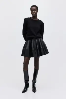 Minijupe en tissu enduit - Noir