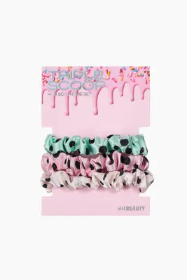 Lot de 3 chouchous à motif - Rose clair/vert menthe