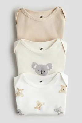 Lot de 3 bodies en jersey imprimé - Beige/koalas