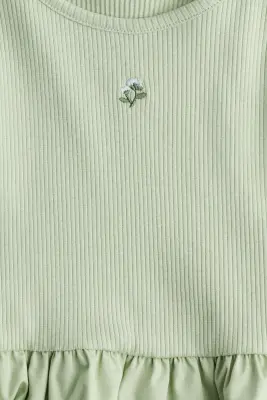 Top sans manches à effet boule - Vert clair/fleur