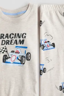 Pyjama en jersey à motif - Beige chiné/voiture de course