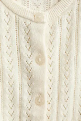 Gilet en maille de coton fantaisie - Blanc