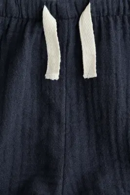 Short en mousseline de coton - Bleu marine