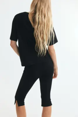 T-shirt en coton avec dentelle - Noir