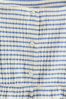 Combi-pantalon en jersey texturé - Crème/rayures bleues