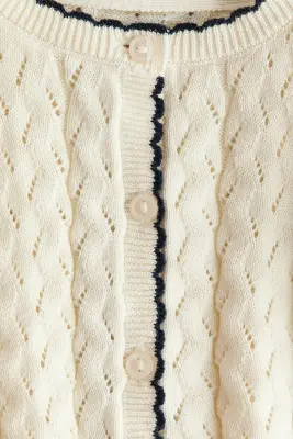 Gilet en maille pointelle - Crème