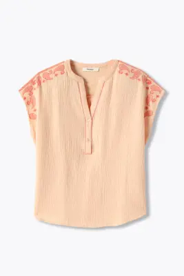 Blouse brodée en gaze de coton