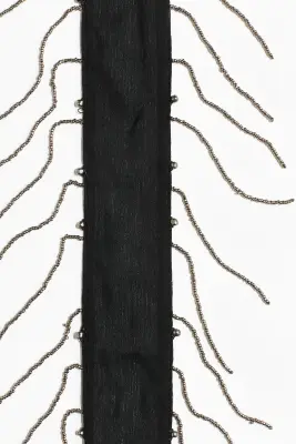 Foulard frangé en mousseline - Noir