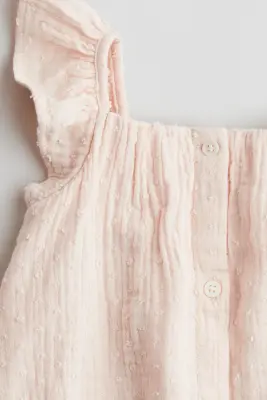 Barboteuse en coton - Rose pêche clair