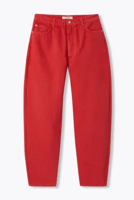 Pantalon barrel en toile Femme