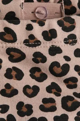 Legging à l'intérieur brossé - Beige clair/imprimé léopard
