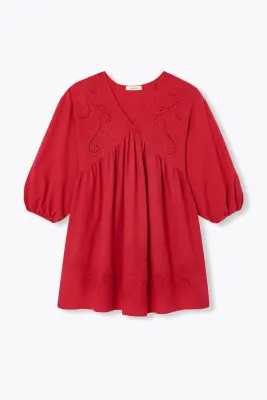 Robe courte brodée Femme