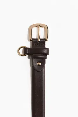Ceinture en cuir fendu - Marron foncé