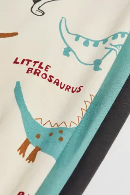 Lot de 3 pyjamas en coton - Turquoise/dinosaures