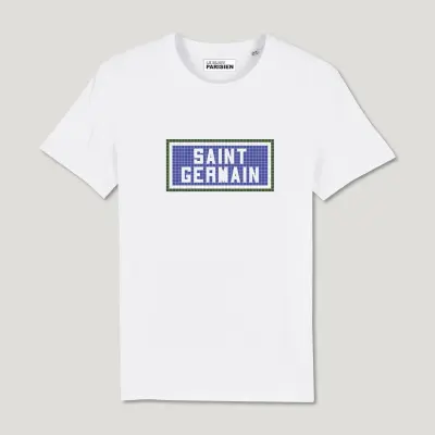 T-SHIRT COTON BIO IMPRIMÉ  – SAINT GERMAIN - BLANC