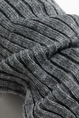 Lot de 2 paires de jambières en maille côtelée - Violet aubergine/gris foncé