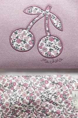 Ensemble 2 pièces sweat et legging - Violet clair/cerises