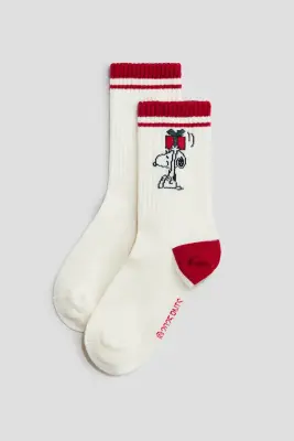 Lot de 5 paires de chaussettes avec motifs - Blanc/Snoopy