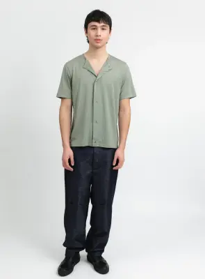 Pants with Front Cuts in Navy Blue Technical End-on-End