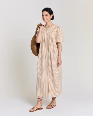 Robe Lavanda rayures orange, bleu et écru