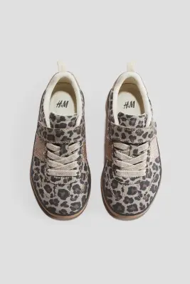 Sneakers - Beige clair/imprimé léopard